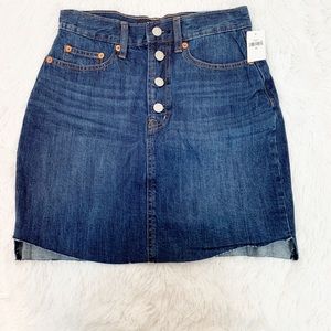 Gap denim skirt button fly raw hem jeans skirt